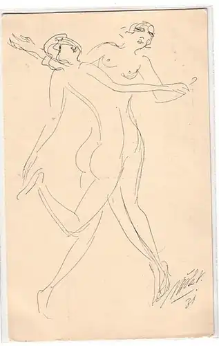 02628 Ak érotique Femmes nues dans la danse vers 1910