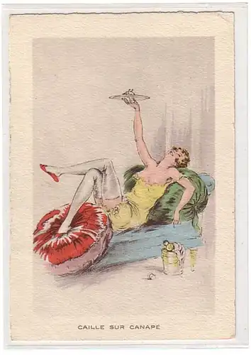 02623 Ak Erotic Caille sur Canape' vers 1920