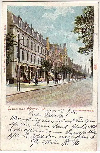 02619 Ak Gruss aus Herne i.W. Bahnhofstrasse 1902