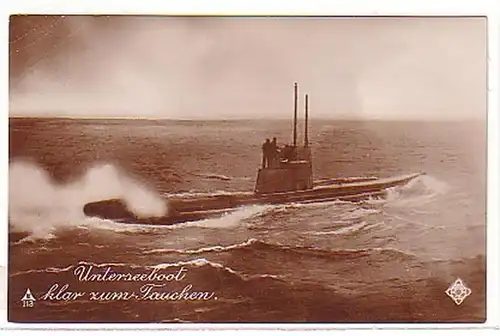 02611 Ak sous-marin clair pour la plongée vers 1915