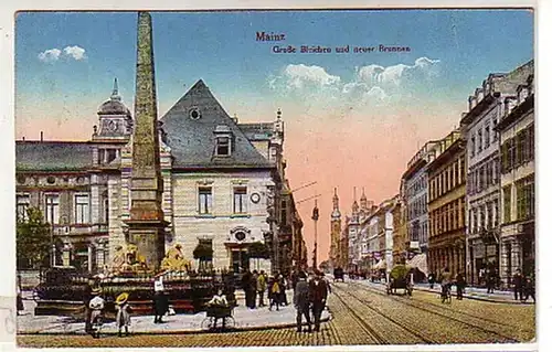 02595 Ak Mainz große Bleichen und neuer Brunnen 1917
