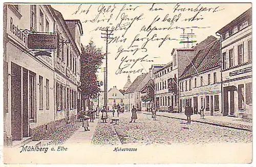 02585 Ak Mühlberg an der Elbe Hohestrasse 1907