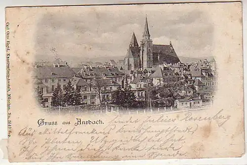 02551 Ak Gruss de Ansbach Vue totale 1898