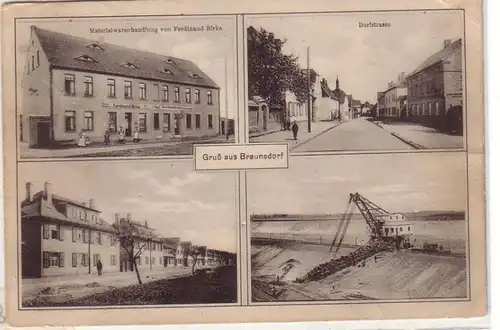 02508 Mehrbild Ak Gruß aus Braunsdorf mit Tagebau usw. 1913
