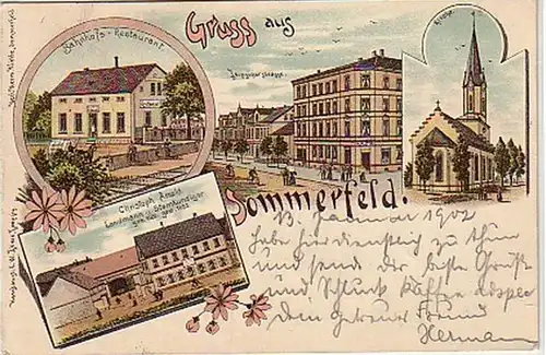 02475 Ak Lithographie Gruss de Sommerfeld 1902