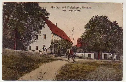 02459 Ak Gasthof et boucherie Heynitz vers 1920