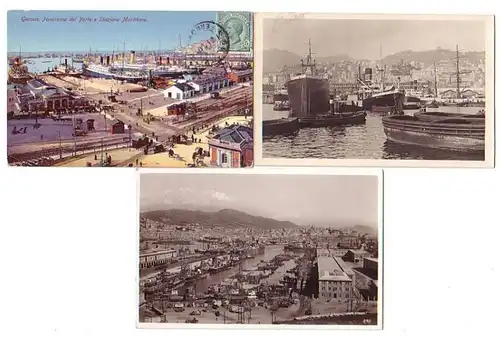 02450/3 Ak Italie Port de Gênes etc. vers 1920