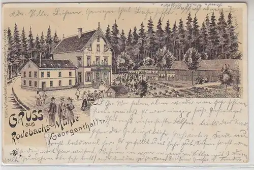 02426 Ak Salutation de Rodebachs-Mühle Georgenthal en Thuringe 1900