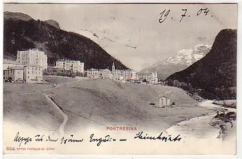 02404 Ak Pontresina Schweiz Totalansicht 1904