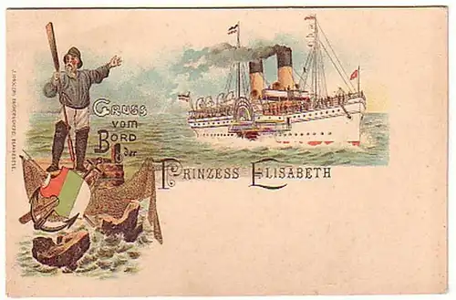 02389 Ak Salutation du bateau de la princesse Elisabeth vers 1900