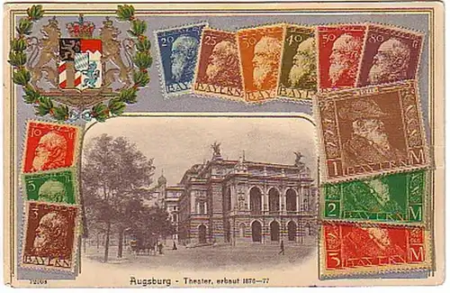 02385 Briefmarken Pass Partout Ak Augsburg 1912