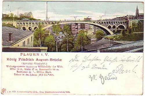02384 Ak Plauen i.V. König Friedrich August Brücke 1905