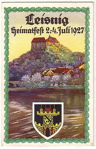 02382 Ak Leisnig Festival d'origine 2-4 juillet 1927