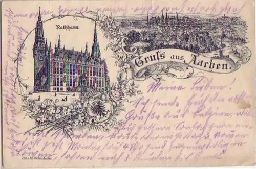02372 Poste de terrain Ak Gruss d'Aix-la-Chapelle 1915