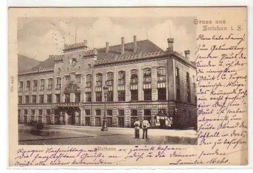 02358 Ak Gruß aus Zwickau in Sa. Rathaus 1902
