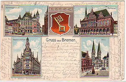 02307 Ak Lithographie Greuss de Brême 1905