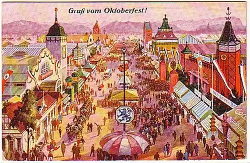 02282 Künstler Ak Gruß vom Oktoberfest! 1936