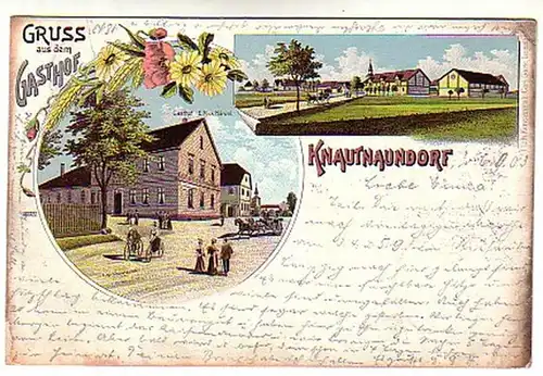 02276 Ak Lithographie Gruss aus Knautnaundorf 1903