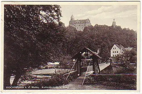 02267 Ak Rochsburg sur le pont de chaîne Mulde 1933