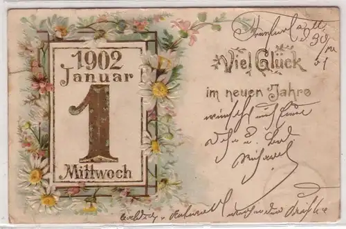 02256 Präge Neujahrs Ak Mittwoch 1. Januar 1902