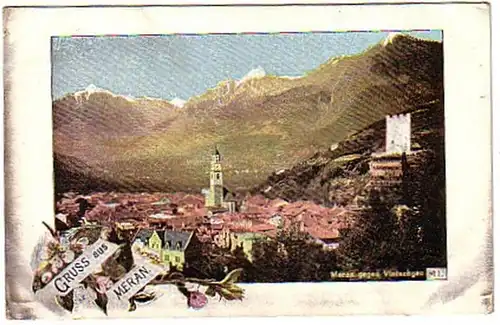 02251 Ak Gruss aus Meran gegen Vintschgau um 1900