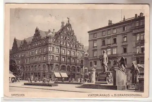 02248 Ak Dresden Victoriahaus et Bismarck Monument 1917