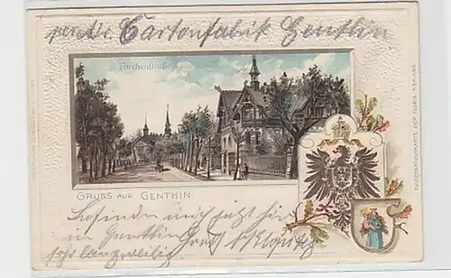 02246 Präge Ak Gruß aus Genthin Parchenstrasse 1904
