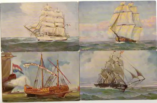 02220/4 Ak Historische Segelschiffe um 1900