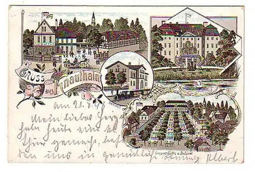 02184 Ak Lithographie Gruss aus Knauthain 1898