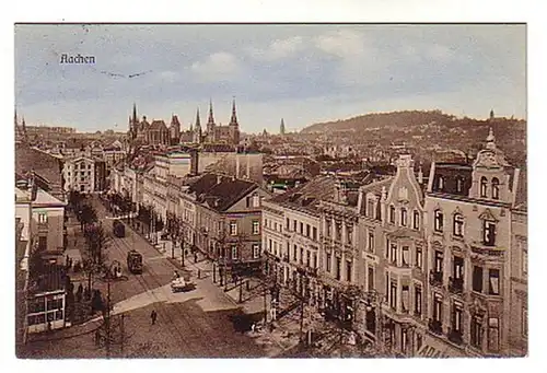 02166 Ak Aachen Strasse avec tram 1911