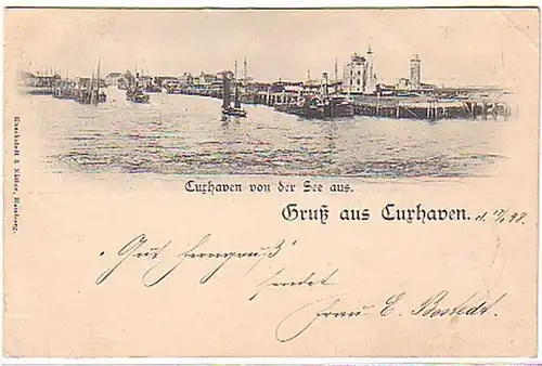 02150 Ak Gruss aus Cuxhaven von der See aus 1898