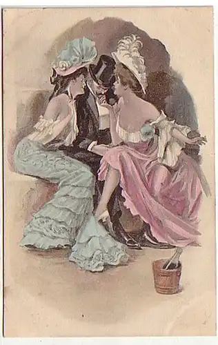 02148 Ak Erotic Maître avec 2 femmes vers 1910