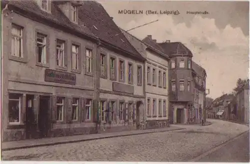 0214 Ak Mügeln in Sa. Hauptstrasse 1917
