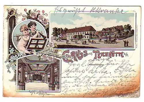 02103 Ak Gruss de Teichhütte au Harz Gasthof 1898