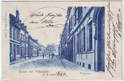 02098 Ak Salutation de Völklingen a.d. Saar Poststrasse 1901