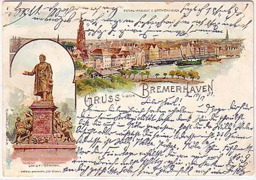 02091 Ak Lithographie Gruss aus Bremerhaven 1902