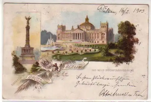01255 Ak Lithographie Gruss aus Berlin 1903