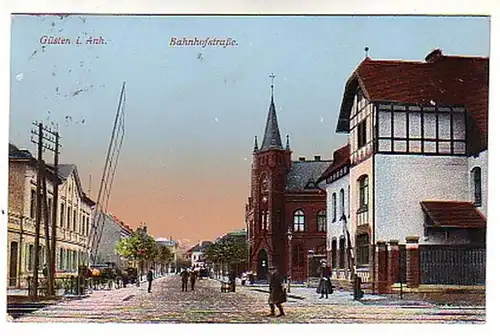 01244 Ak Güsten i. Anh. Bahnhofstraße 1910