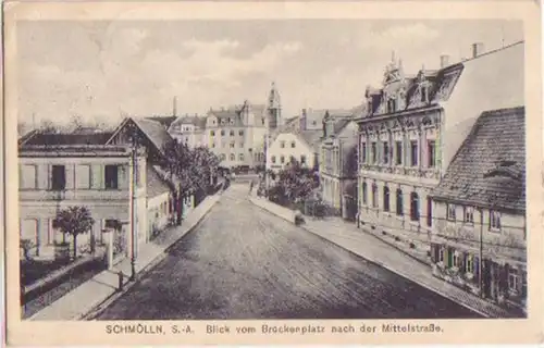 01233 Ak Schmölln Brückenplatz und Mittelstraße 1919