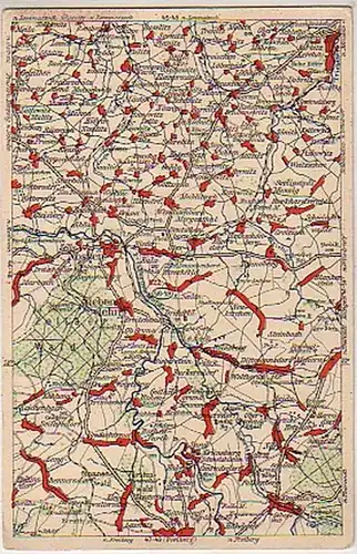 01217 Ak Landkarte Nossen, Siebenlehn, Mohorn usw.1930