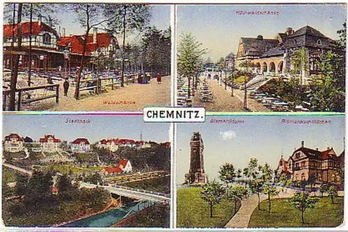 01216 Mehrbild Ak Chemnitz Waldschänke usw. 1917