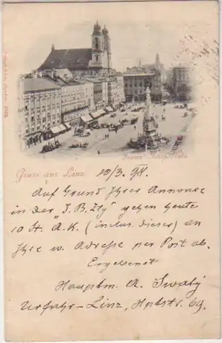 01202 Ak Gruß aus Linz Franz Josef Platz 1898