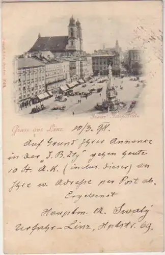 01202 Ak Salutation de Linz Franz Josef Platz 1898