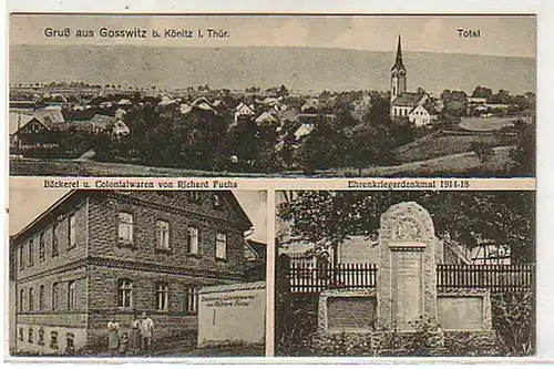 01199 Ak Gruss de Goszwitz près de Könitz Boulangerie 1927
