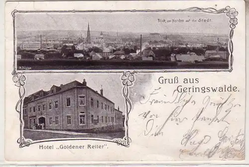 01185 Mehrbild Ak Gruß aus Geringswalde Hotel "Goldener Reiter" um 1910