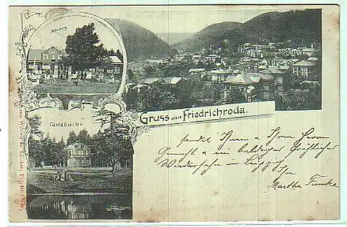 01180 Ak Gruss de Friedrichroda Heuberg etc. 1899