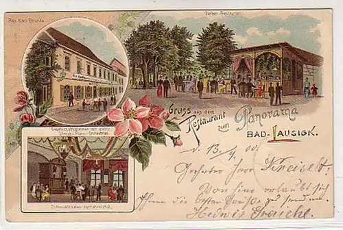 01174 Ak Gruss aus dem Restaurant Bad Lausigk 1900