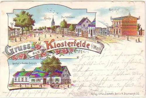 01163 Ak Lithographie Salutation de Klosterfelde Mark 1903