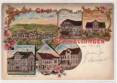 01136 Ak Lithographie Gruss aus Schwallungen 1899