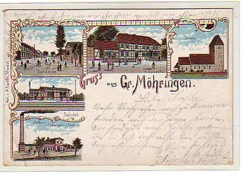 01123 Ak Grüss de Gr. Möhringen Hostal etc. 1899